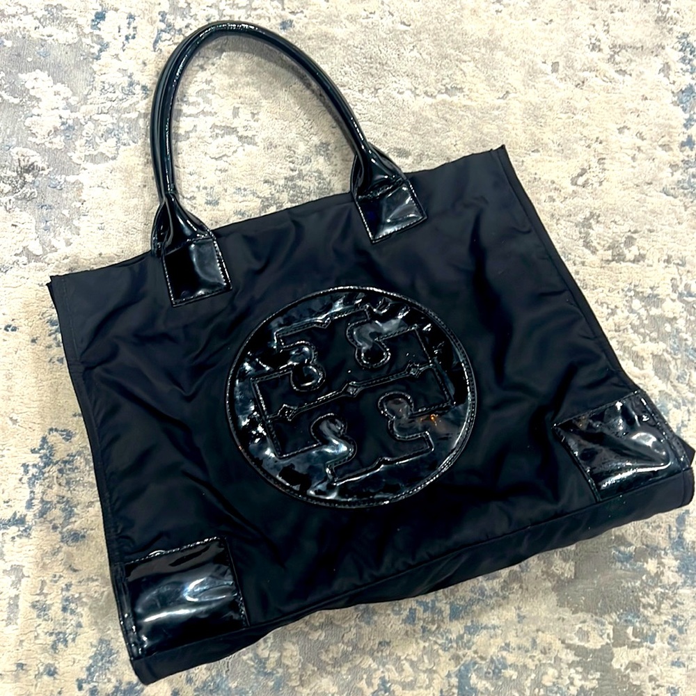 Tory Burch patent tote bag
